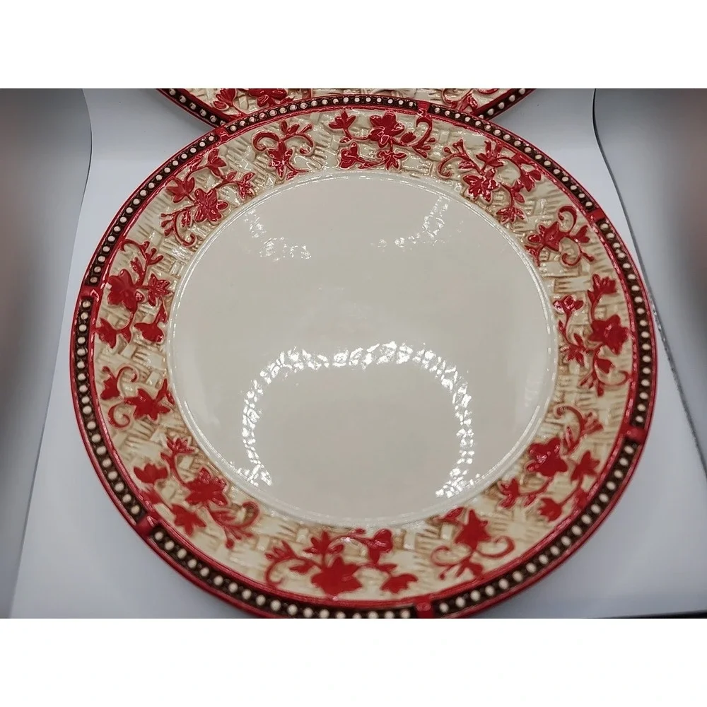 Temptations Floral Lace Dinner Plates -basket Weave PPP-HDL-956130